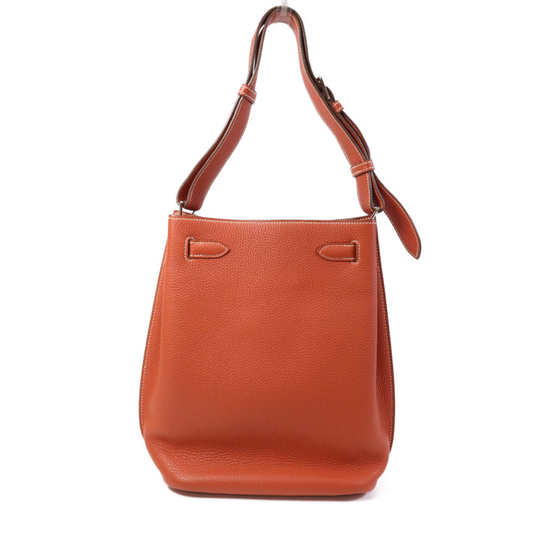 HERMES Togo皮革So Kelly 26銀扣肩背袋Capucine-1