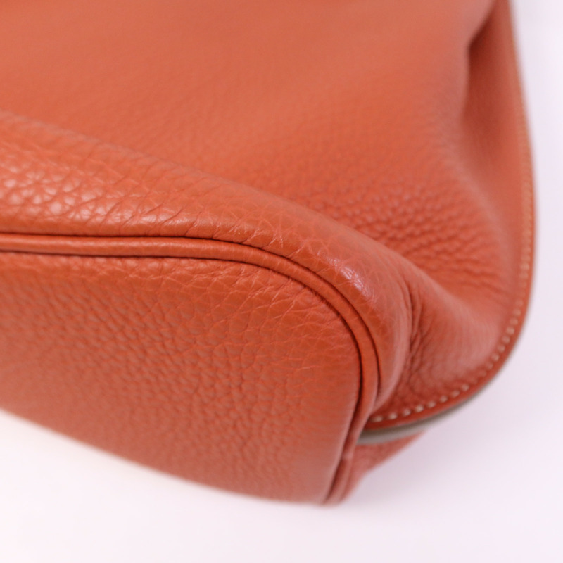 HERMES Togo皮革So Kelly 26銀扣肩背袋Capucine-4