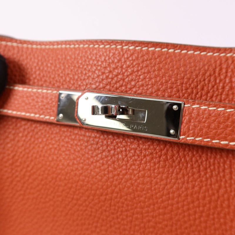 HERMES Togo皮革So Kelly 26銀扣肩背袋Capucine-9