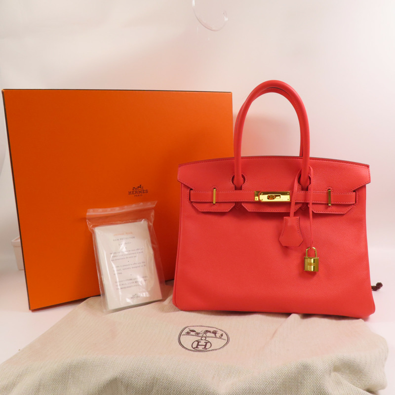 HERMES Epsom皮革Birkin 30金扣手挽袋Rose Jaipur-14