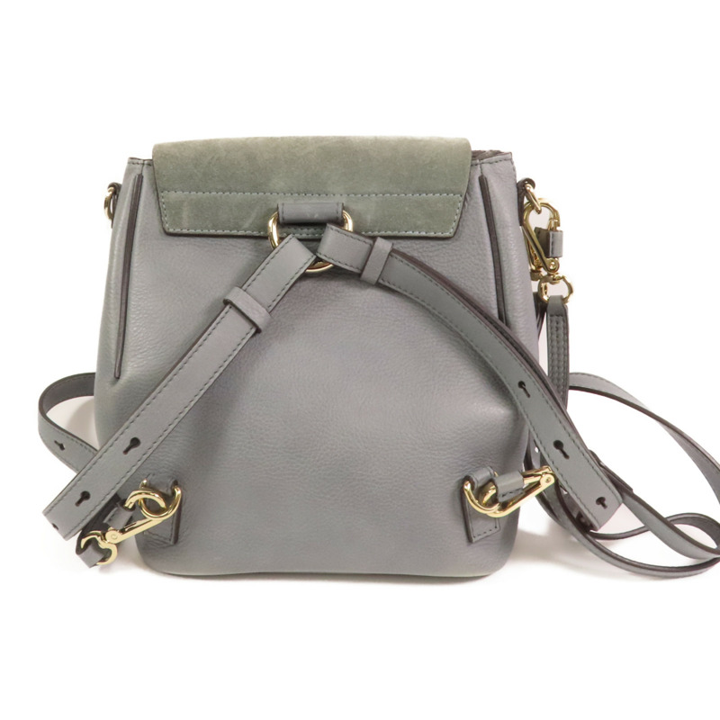 Chloe 牛皮皮革/麂皮皮革Faye Backpack金扣背包肩背兩用袋-1