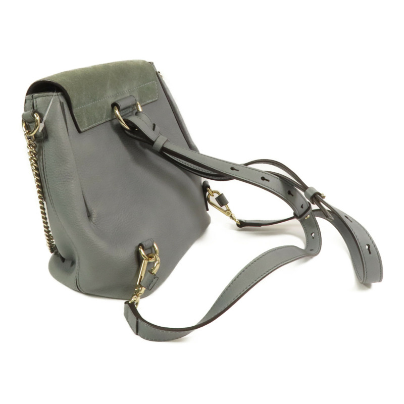 Chloe 牛皮皮革/麂皮皮革Faye Backpack金扣背包肩背兩用袋-4