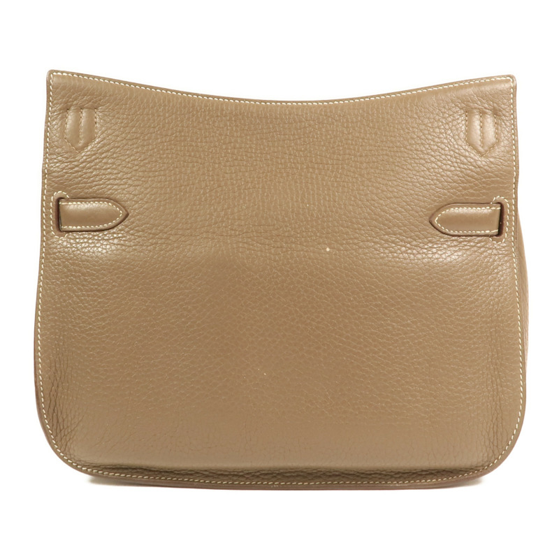 HERMES Clemence皮革Jypsiere 28銀扣肩背袋Etoupe-1