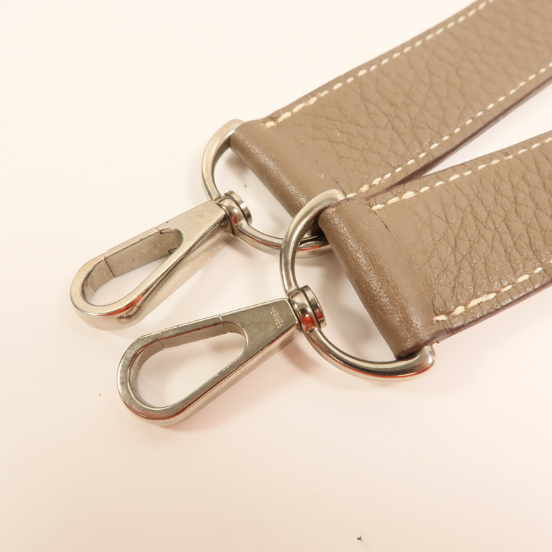 HERMES Clemence皮革Jypsiere 28銀扣肩背袋Etoupe-8