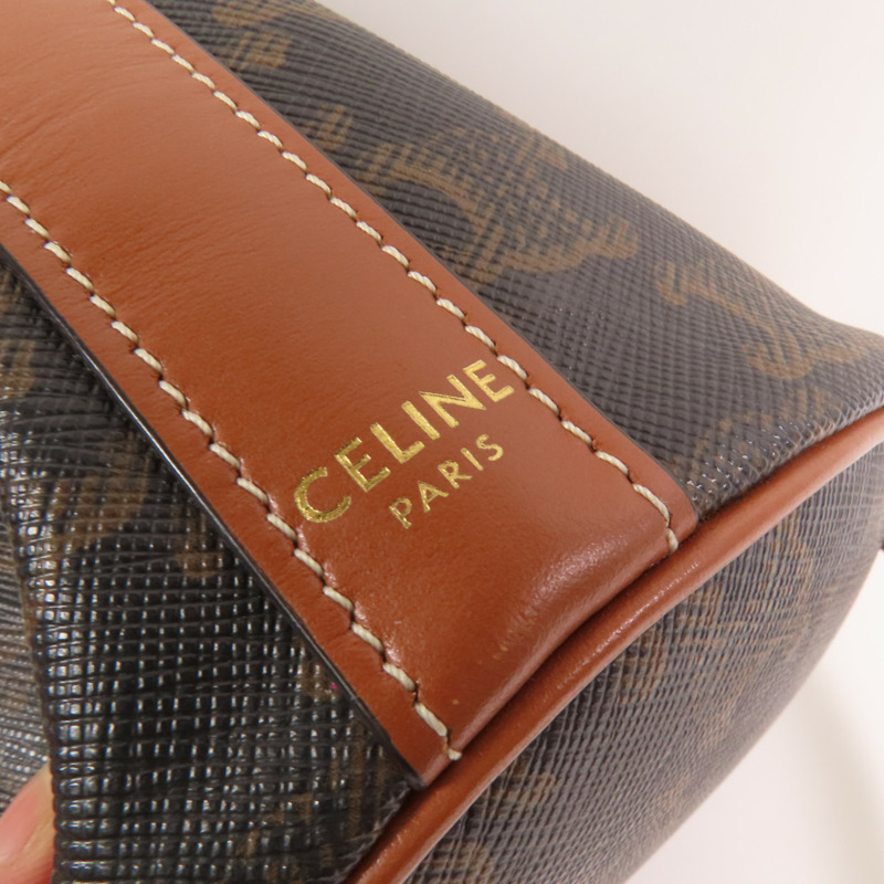 CELINE Triomphe帆布Bucket Bag金扣肩背袋-7