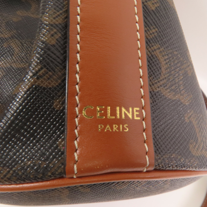 CELINE Triomphe帆布Bucket Bag金扣肩背袋-8