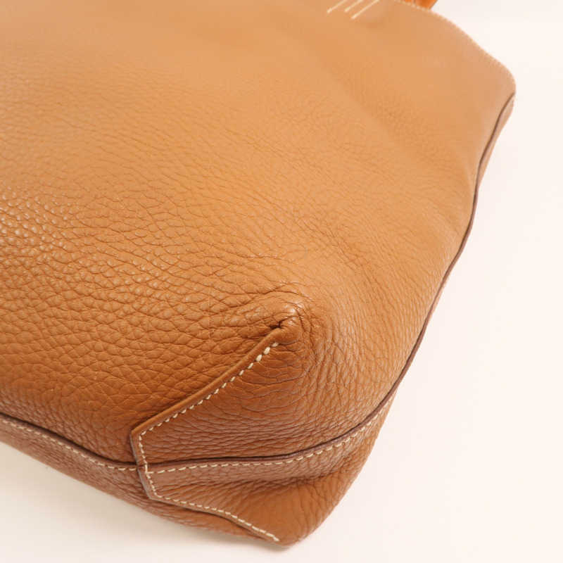 HERMES Clemence皮革Double Sens手挽袋Gold/Orange-9