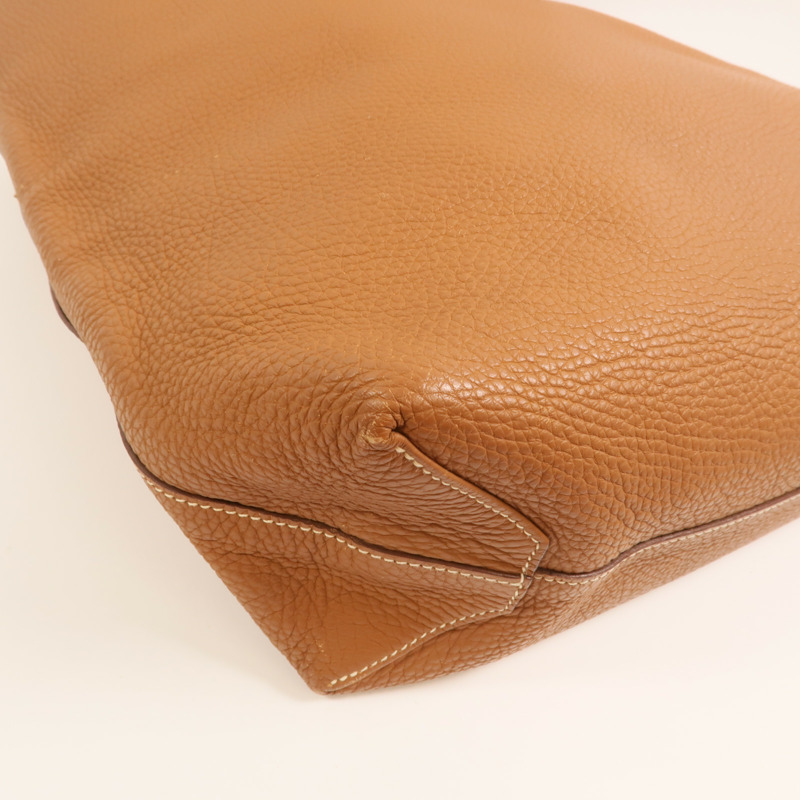 HERMES Clemence皮革Double Sens手挽袋Gold/Orange-10