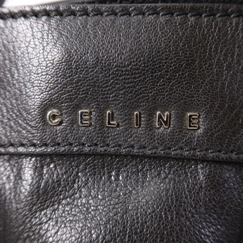 CELINE 牛皮皮革Shoulder Bag銀扣手挽肩背兩用袋-7