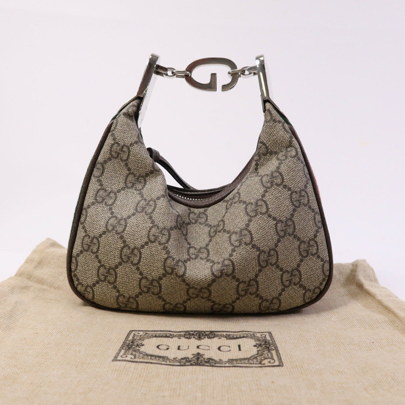 GUCCI 塗層帆布Attache Mini Bag銀扣手挽袋-13