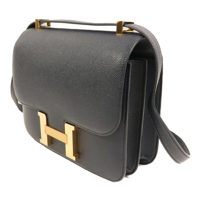HERMES Epsom皮革Constance24金扣肩背袋Bleu Indigo-2