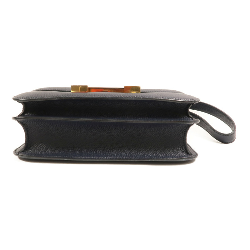 HERMES Epsom皮革Constance24金扣肩背袋Bleu Indigo-3