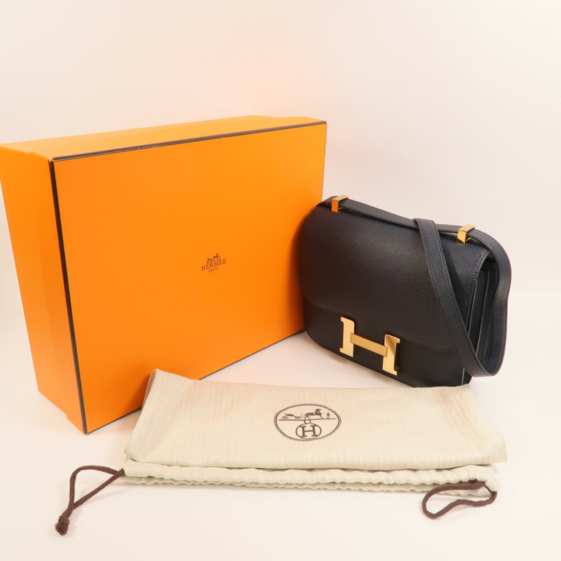HERMES Epsom皮革Constance24金扣肩背袋Bleu Indigo-8