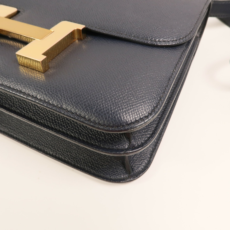 HERMES Epsom皮革Constance24金扣肩背袋Bleu Indigo-9