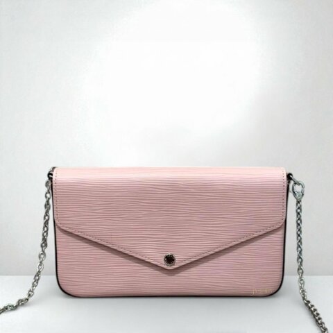 JS0986-LV包包粉色 EPI 水波紋下蓋信封鍊包 M62467
