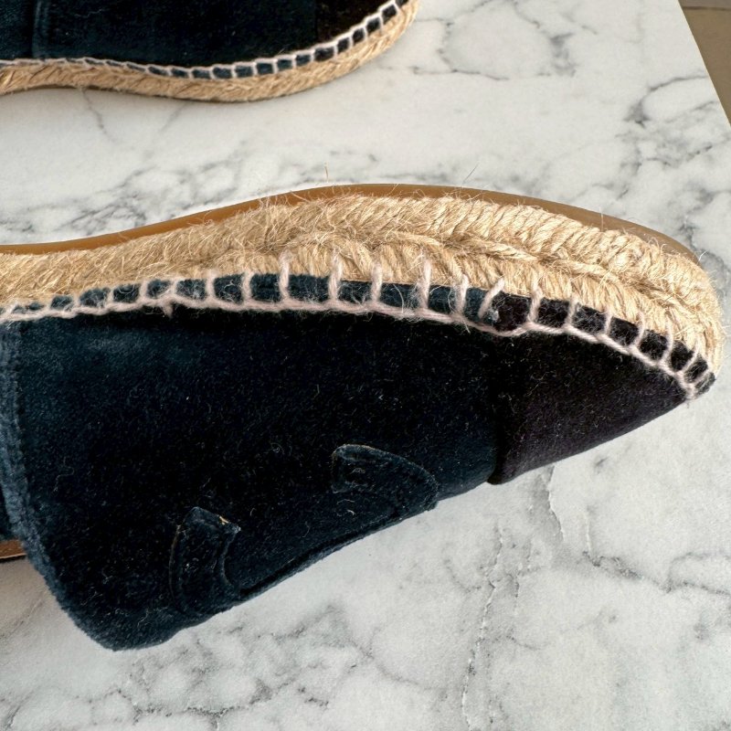 🌟狀況漂亮 Chanel 深藍色絨毛草編鞋-5