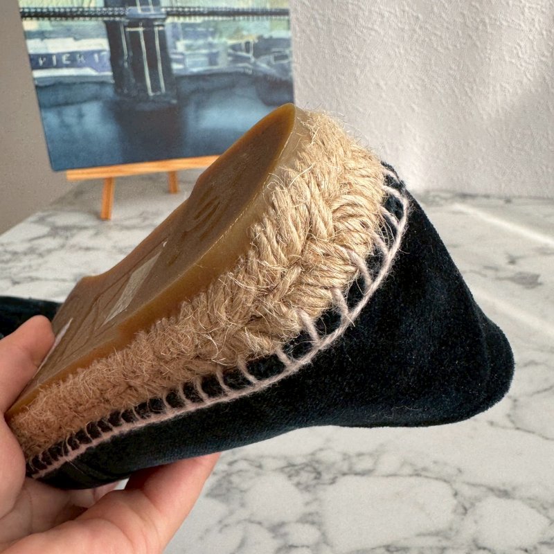 🌟狀況漂亮 Chanel 深藍色絨毛草編鞋-16