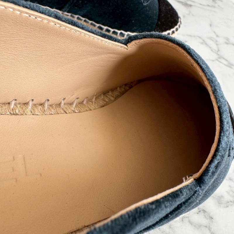 🌟狀況漂亮 Chanel 深藍色絨毛草編鞋-18