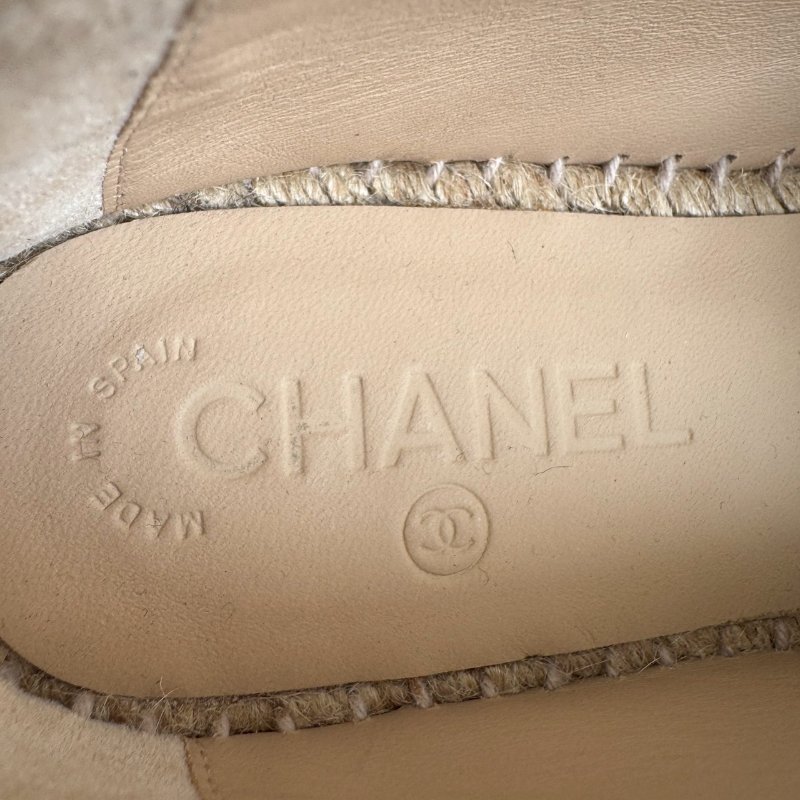 🌟狀況漂亮 Chanel 深藍色絨毛草編鞋-19