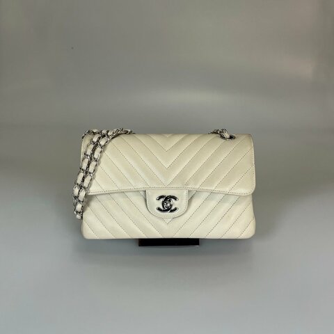 CHANEL CF23 淺灰色牛皮山形紋 A01113/晶片款