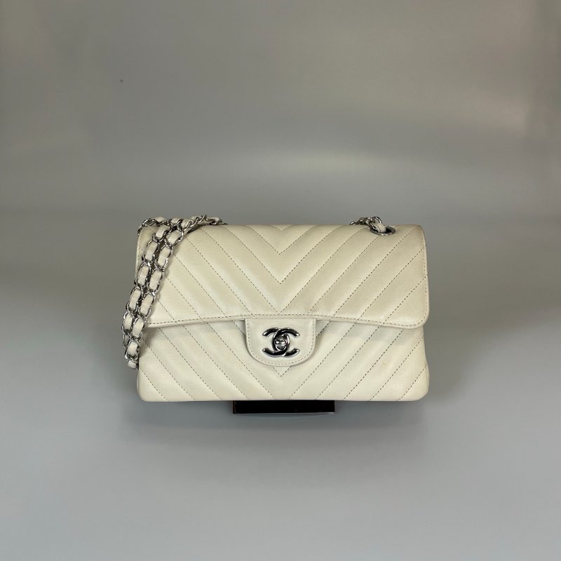 CHANEL CF23 淺灰色牛皮山形紋 A01113/晶片款-0