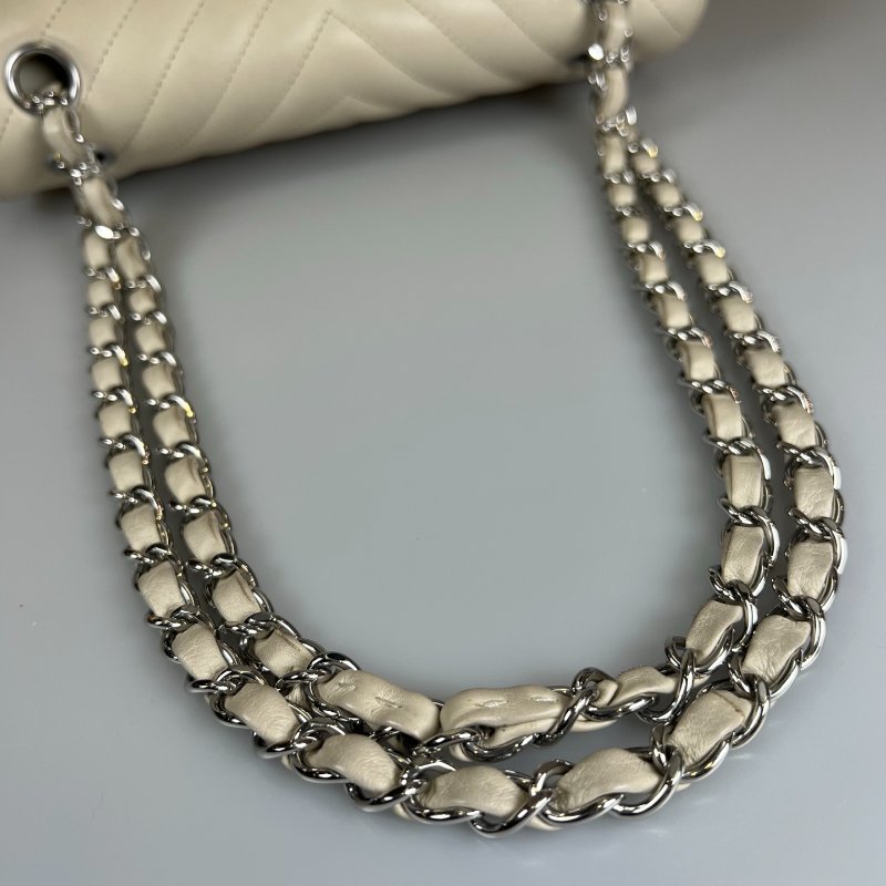 CHANEL CF23 淺灰色牛皮山形紋 A01113/晶片款-12