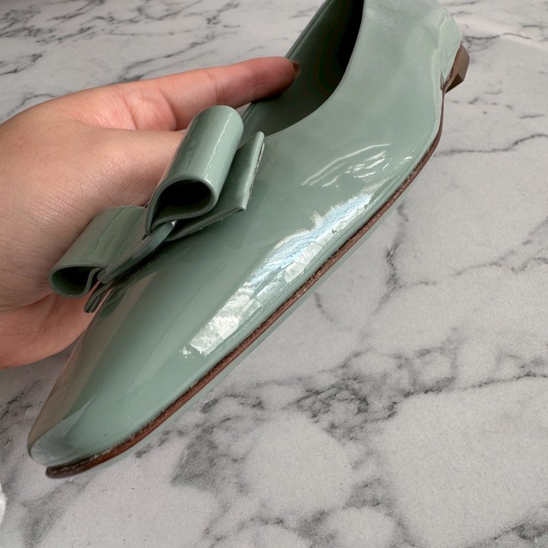 ‼️顏色高級 Ferragamo 蒼翠綠平底鞋 娃娃鞋-10