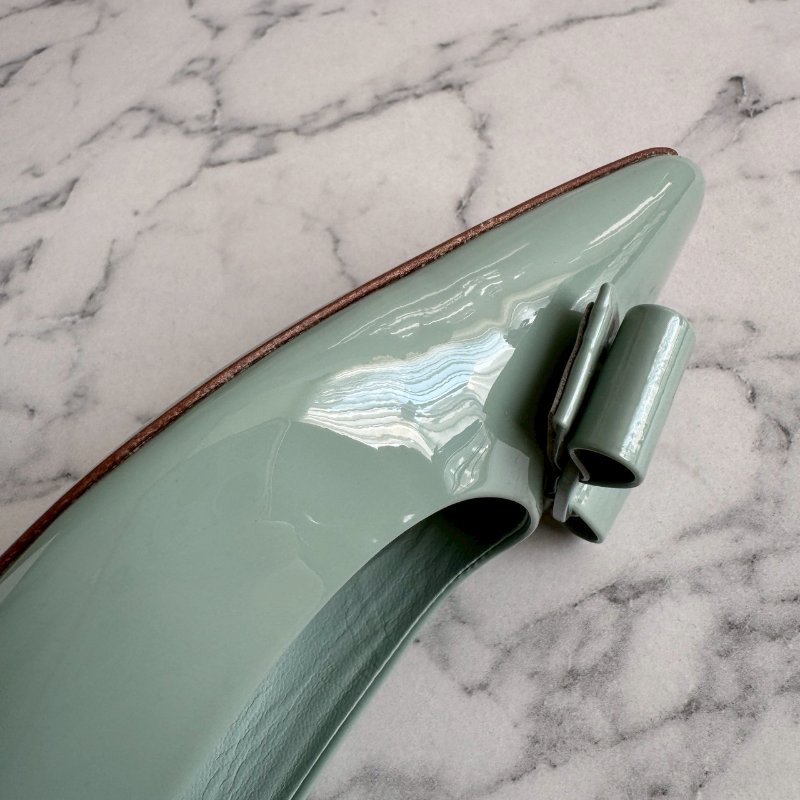 ‼️顏色高級 Ferragamo 蒼翠綠平底鞋 娃娃鞋-13