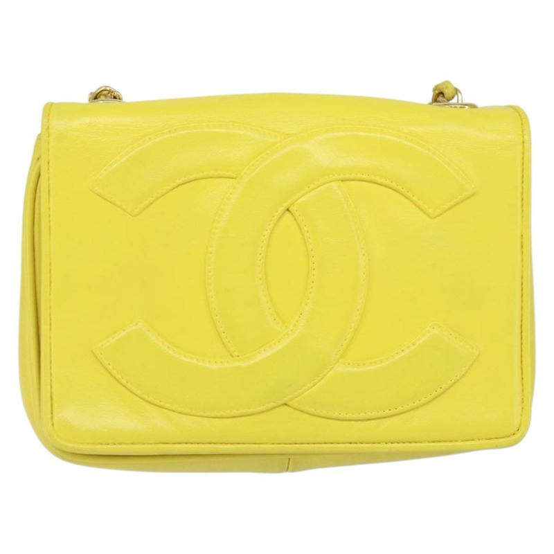 【日本直送】香奈兒 (CHANEL) 鏈條肩背包，羊皮材質，黃金色，CC標誌，正品編號171127V-12