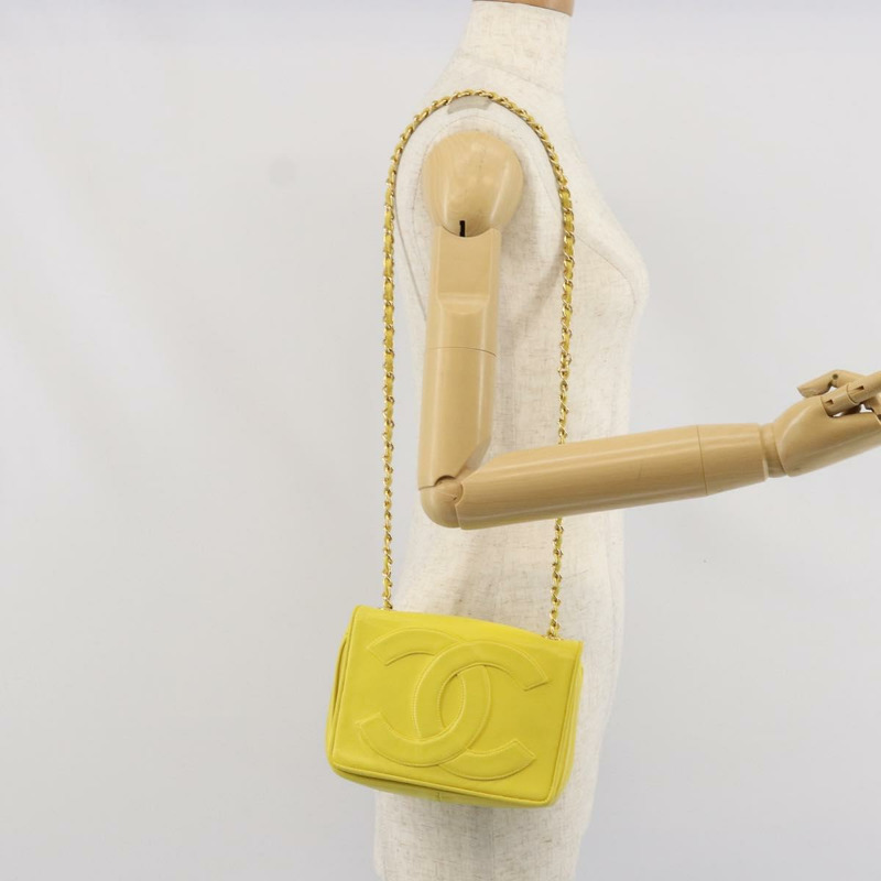 【日本直送】香奈兒 (CHANEL) 鏈條肩背包，羊皮材質，黃金色，CC標誌，正品編號171127V-24