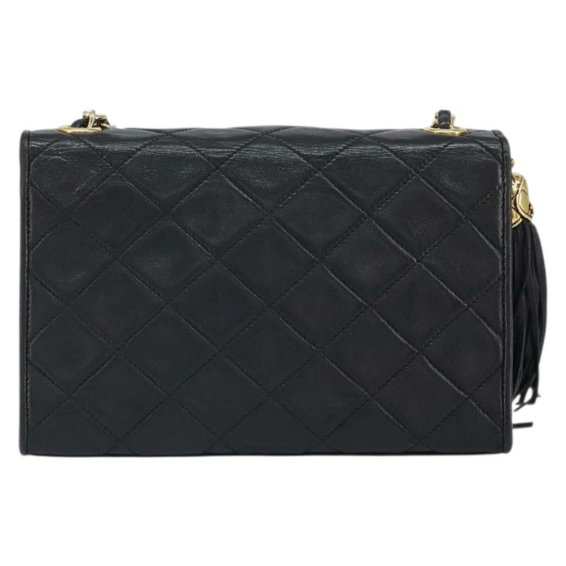 【日本直送】香奈兒 (CHANEL) 絎縫鏈條肩背包，羊皮材質，黑色，金色雙C標誌，正品編號 171174SAV-1