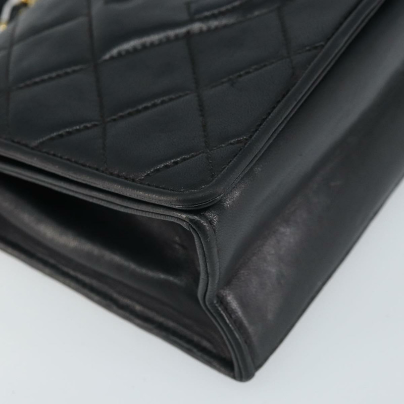 【日本直送】香奈兒 (CHANEL) 絎縫鏈條肩背包，羊皮材質，黑色，金色雙C標誌，正品編號 171174SAV-14