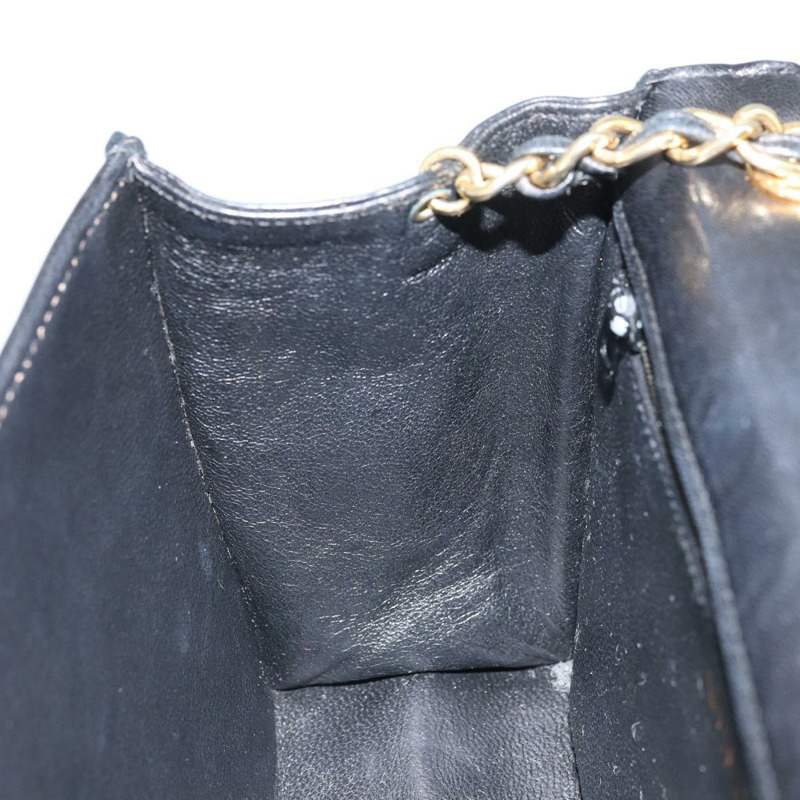 【日本直送】香奈兒 (CHANEL) 絎縫鏈條肩背包，羊皮材質，黑色，金色雙C標誌，正品編號 171174SAV-20