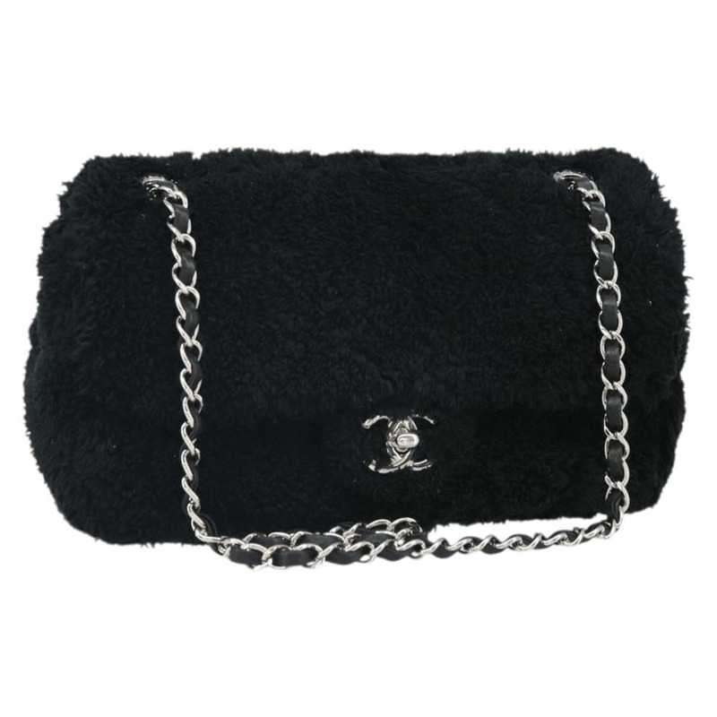【日本直送】香奈兒 (CHANEL) 鏈條絎縫單肩包 黑色 銀色 CC 標誌 Auth 171160SM-0