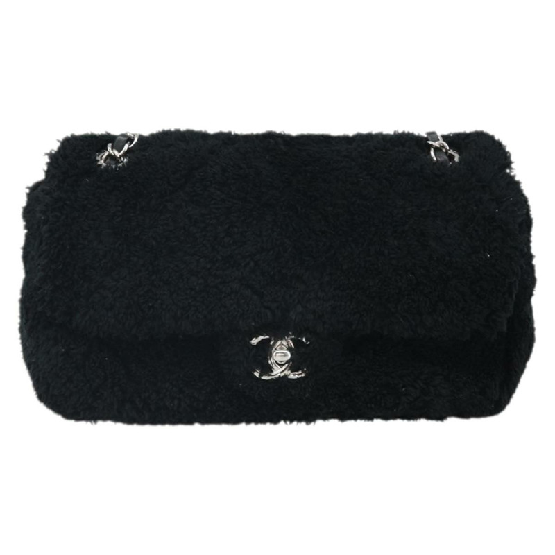 【日本直送】香奈兒 (CHANEL) 鏈條絎縫單肩包 黑色 銀色 CC 標誌 Auth 171160SM-12