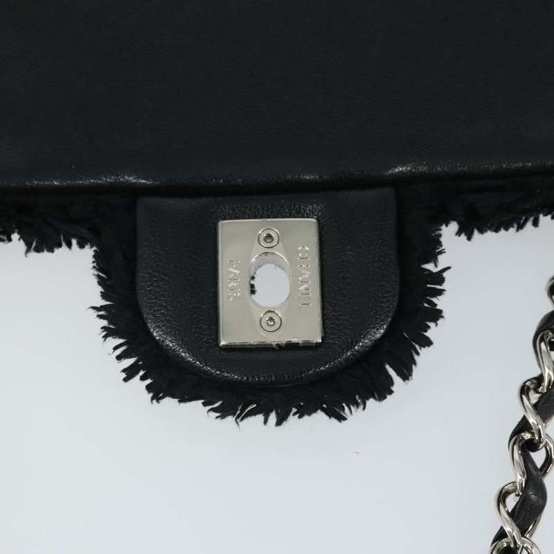 【日本直送】香奈兒 (CHANEL) 鏈條絎縫單肩包 黑色 銀色 CC 標誌 Auth 171160SM-20