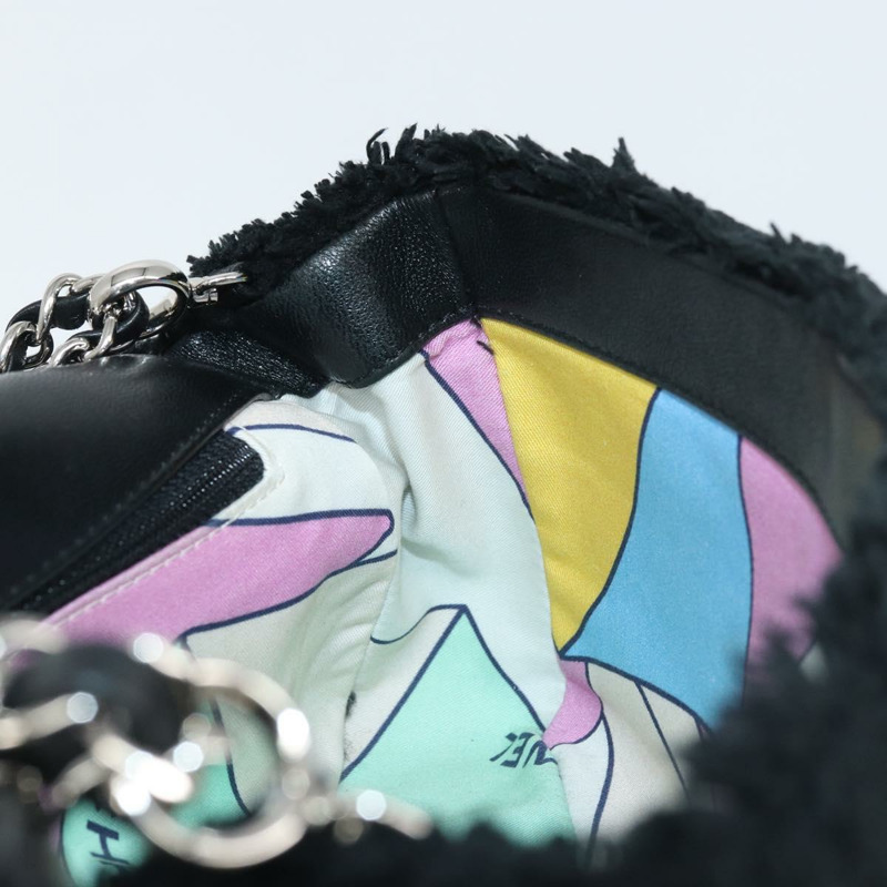 【日本直送】香奈兒 (CHANEL) 鏈條絎縫單肩包 黑色 銀色 CC 標誌 Auth 171160SM-22