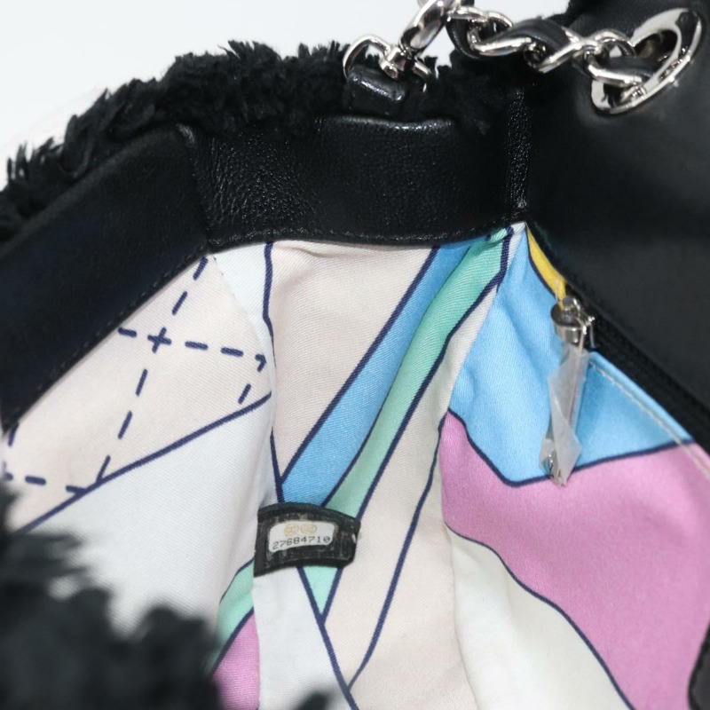 【日本直送】香奈兒 (CHANEL) 鏈條絎縫單肩包 黑色 銀色 CC 標誌 Auth 171160SM-23