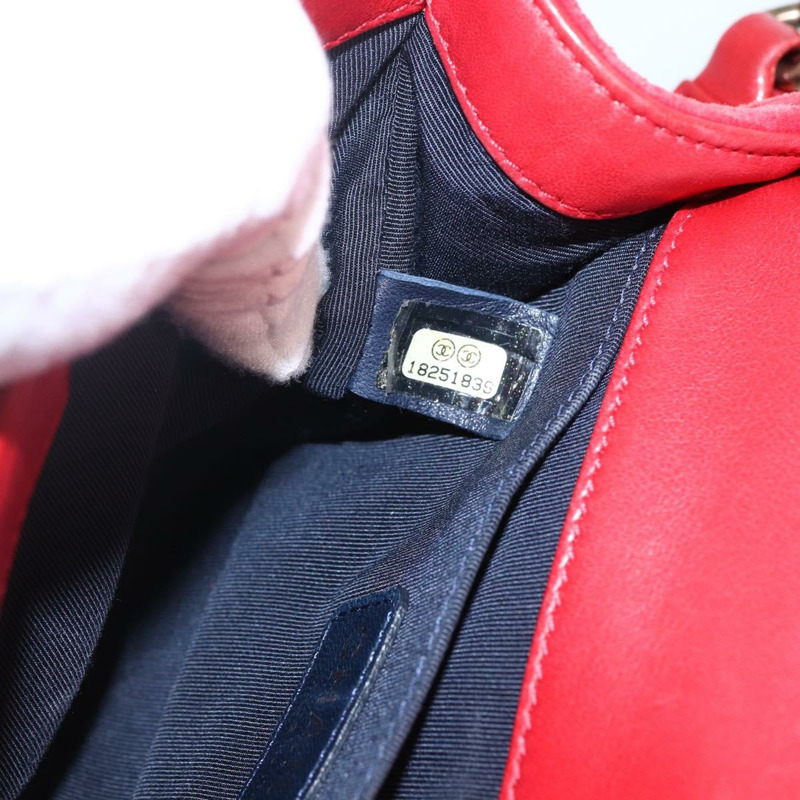 【日本直送】香奈兒 Boy Chanel 鏈條肩背包 絲絨 紅色 金色 CC 標誌 正品 159847V-10