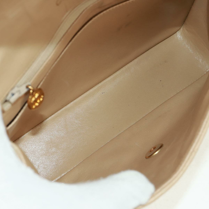 【日本直送】香奈兒 (CHANEL) 絎縫鏈條肩背包,羊皮材質,米色,金色雙C標誌,貨號 171953V-8