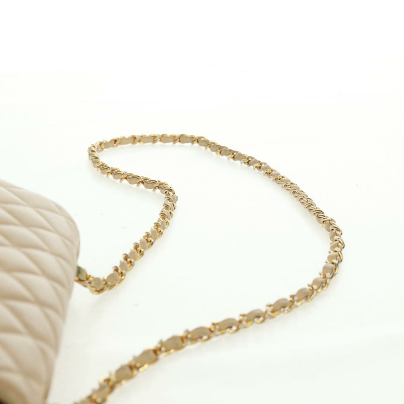 【日本直送】香奈兒 (CHANEL) 絎縫鏈條肩背包,羊皮材質,米色,金色雙C標誌,貨號 171953V-14