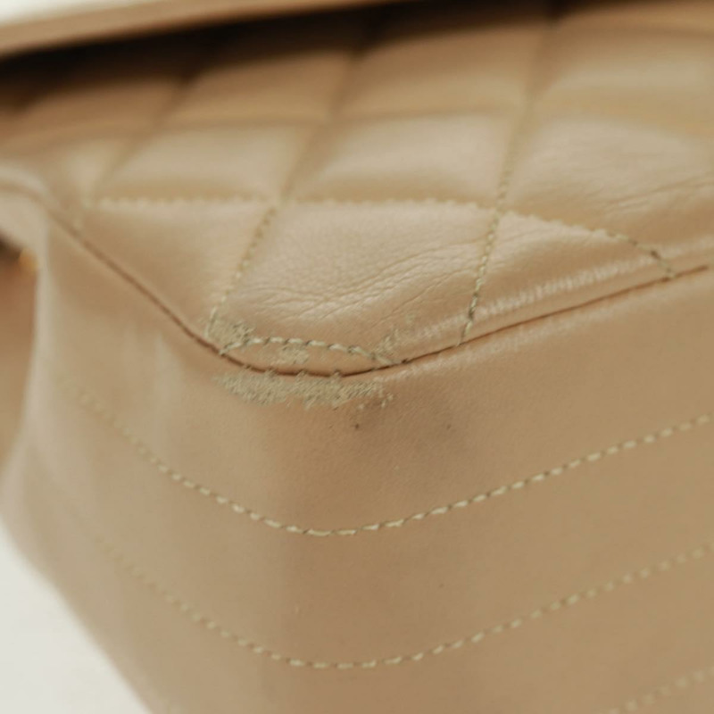 【日本直送】香奈兒 (CHANEL) 絎縫鏈條肩背包,羊皮材質,米色,金色雙C標誌,貨號 171953V-15