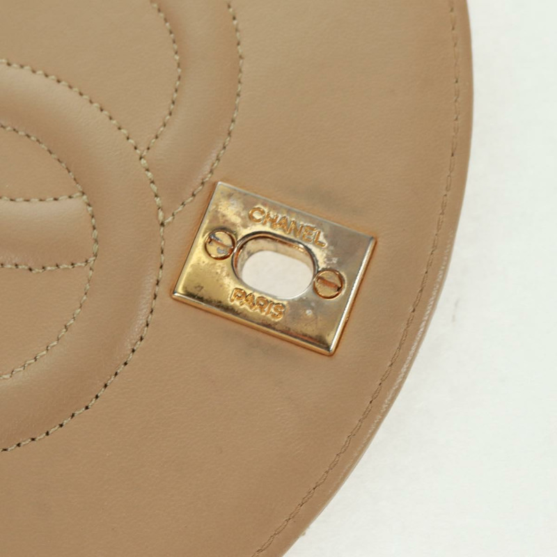 【日本直送】香奈兒 (CHANEL) 絎縫鏈條肩背包,羊皮材質,米色,金色雙C標誌,貨號 171953V-21