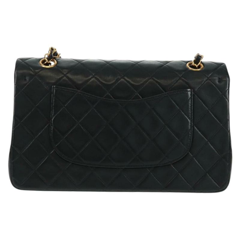 【日本直送】香奈兒 Matelasse 25 雙蓋鏈條包，羊皮材質，黑色，金色雙C標誌，正品 BA10555SM-1