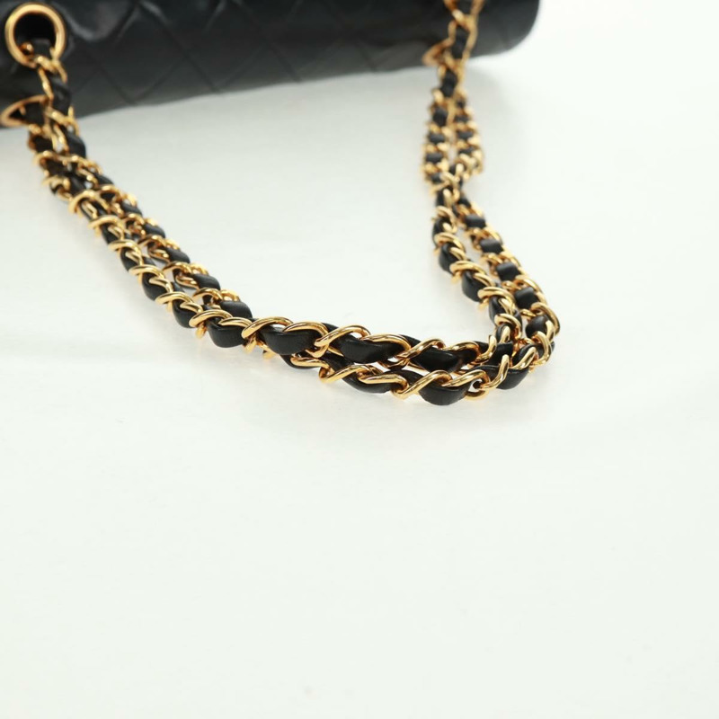 【日本直送】香奈兒 Matelasse 25 雙蓋鏈條包，羊皮材質，黑色，金色雙C標誌，正品 BA10555SM-5