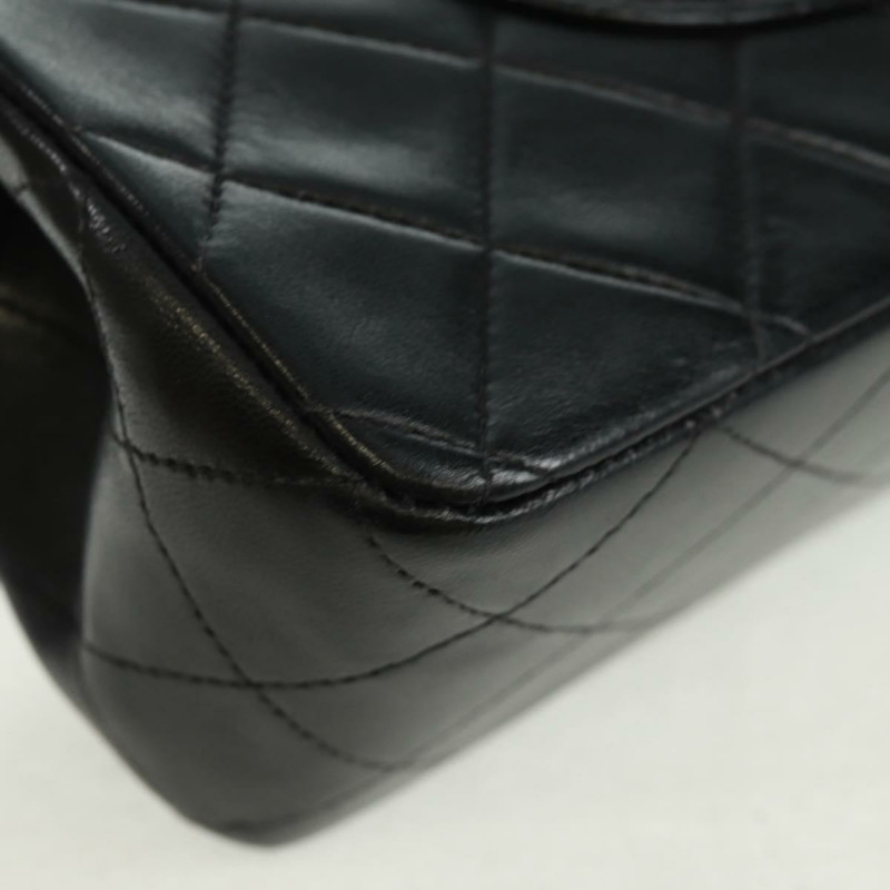 【日本直送】香奈兒 Matelasse 25 雙蓋鏈條包，羊皮材質，黑色，金色雙C標誌，正品 BA10555SM-17