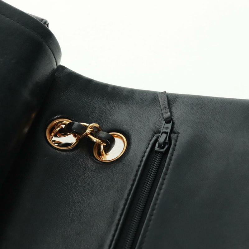 【日本直送】香奈兒 Matelasse 25 雙蓋鏈條包，羊皮材質，黑色，金色雙C標誌，正品 BA10555SM-22