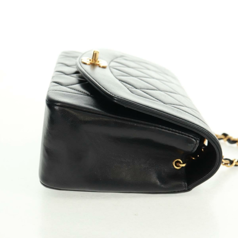 【日本直送】香奈兒 (CHANEL) 絎縫鏈條 Diana 23 手袋,羊皮材質,黑色,金色雙C標誌,正品編號 BA10554SAM-3