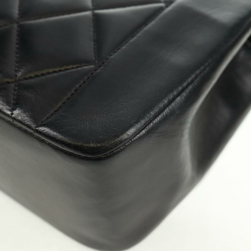 【日本直送】香奈兒 (CHANEL) 絎縫鏈條 Diana 23 手袋,羊皮材質,黑色,金色雙C標誌,正品編號 BA10554SAM-17