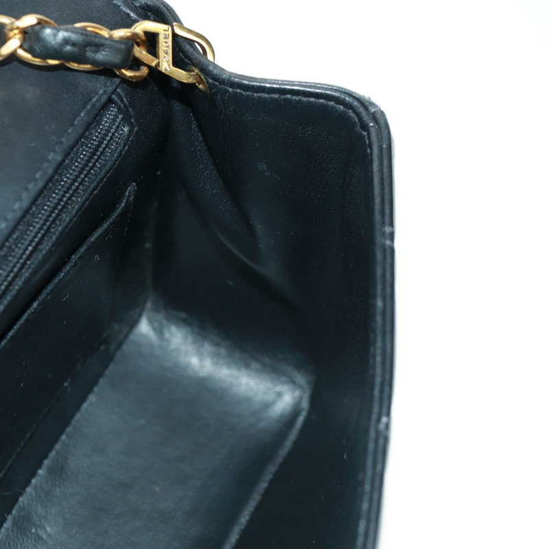 【日本直送】香奈兒 (CHANEL) 絎縫鏈條 Diana 23 手袋,羊皮材質,黑色,金色雙C標誌,正品編號 BA10554SAM-21